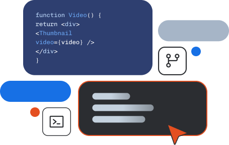 Hero visual showing code snippets and UI elements